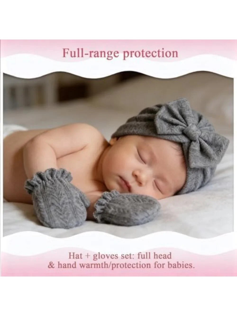Adorable Newborn Baby Girl Cotton Hat & Mittens Set | 0-6 Months Infant